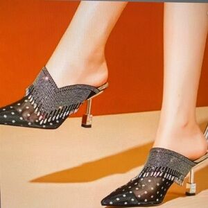 Chic Black and Silver Women's Heels